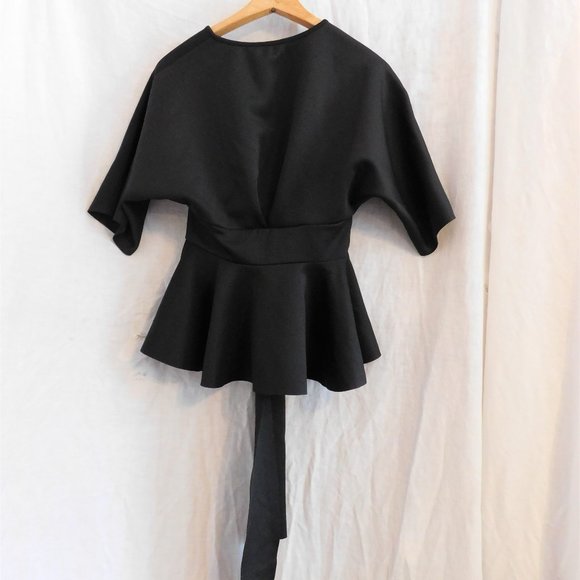 Shein Peplum Black Wrap Top - Picture 7 of 9